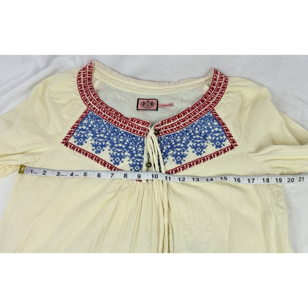 Vintage Y2K Juicy Couture Boho Embroidered Cotton Peasant Dress Size 8 - Picture 5 of 9